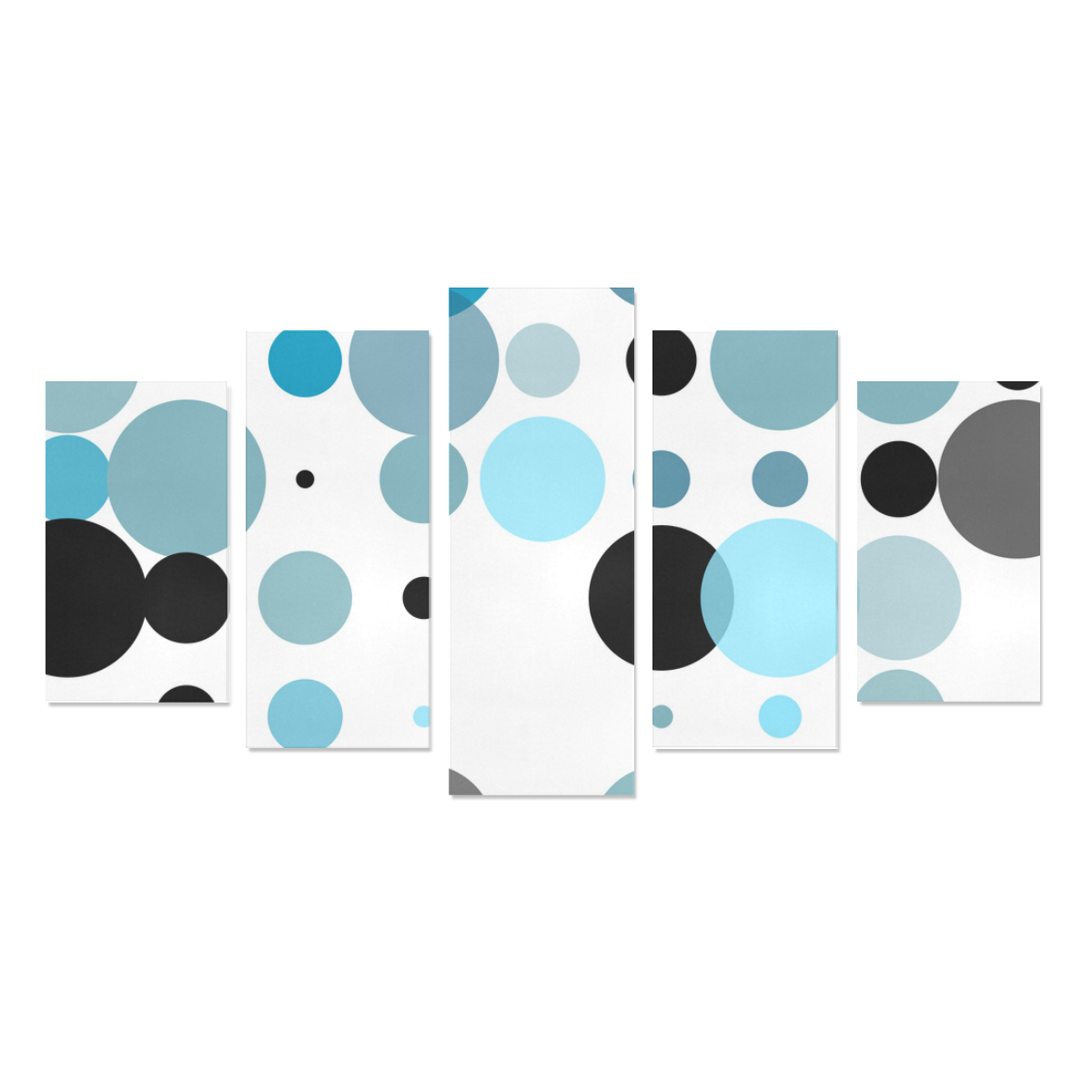 Blue black and gray polka dots Canvas Print Sets A (No Frame)
