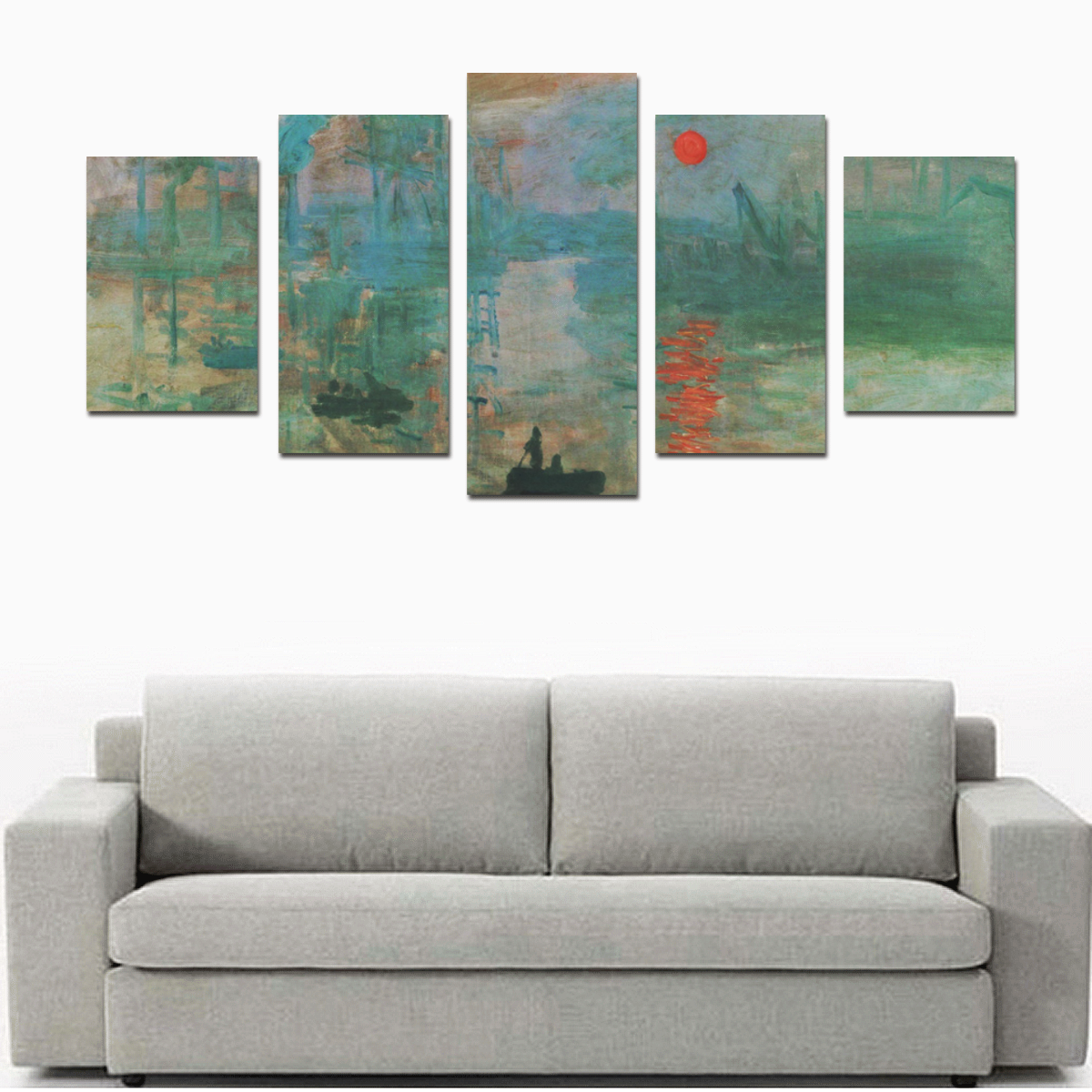 Impression Sunrise Claude Monet Fine Art Canvas Print Sets D (No Frame)