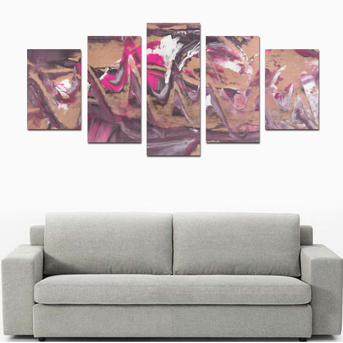 Abstract Acryl Painting plum brown pink Canvas Print Sets D (No Frame)
