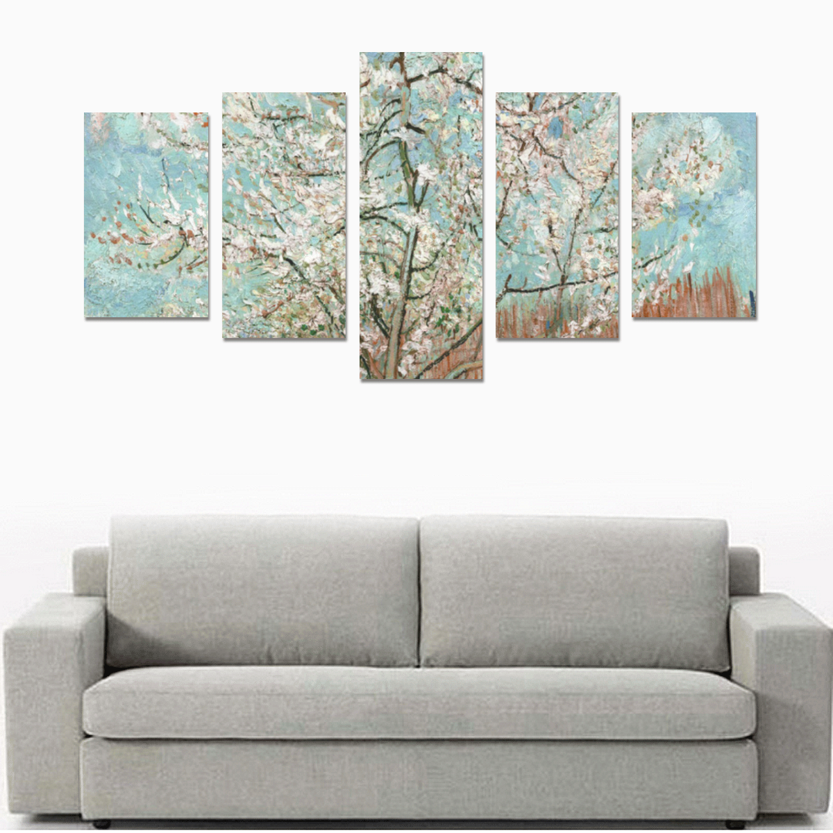 Van Gogh Pink Peach Tree Canvas Print Sets C (No Frame)