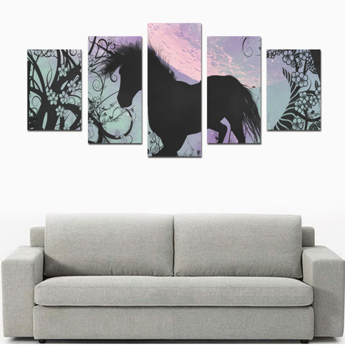 Beautiful unicorn silhouette Canvas Print Sets D (No Frame)