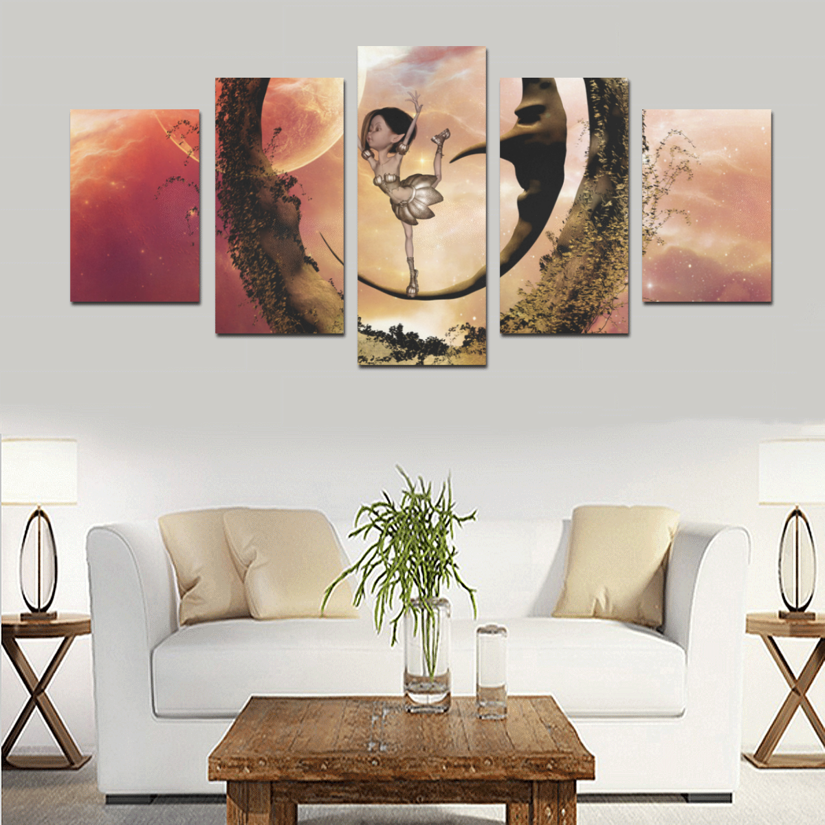 Dancing on the moon Canvas Print Sets D (No Frame)