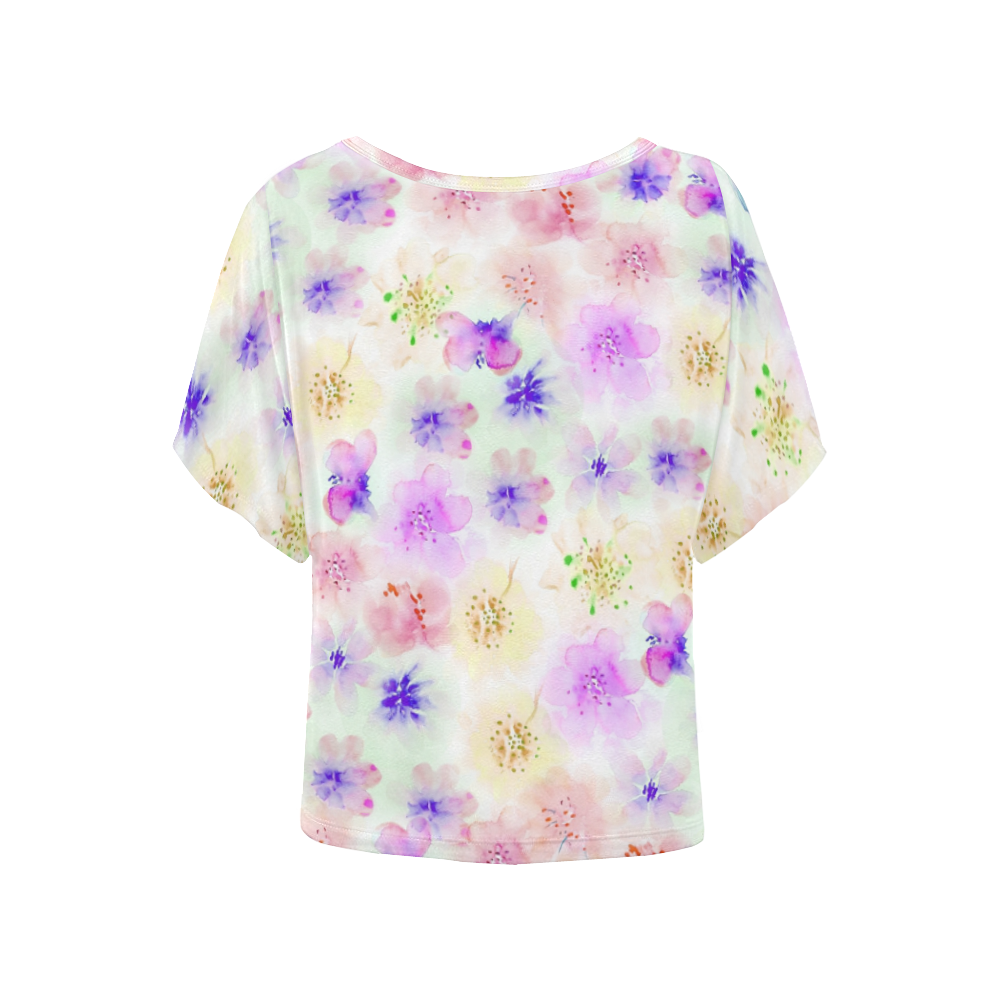 watercolor flowers 2 Women's Batwing-Sleeved Blouse T shirt (Model T44)