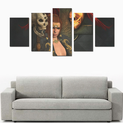The dark site, fairy with skulls Canvas Print Sets D (No Frame)