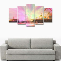 Pink Explosion Santa Monica Pier Canvas Print Sets A (No Frame)