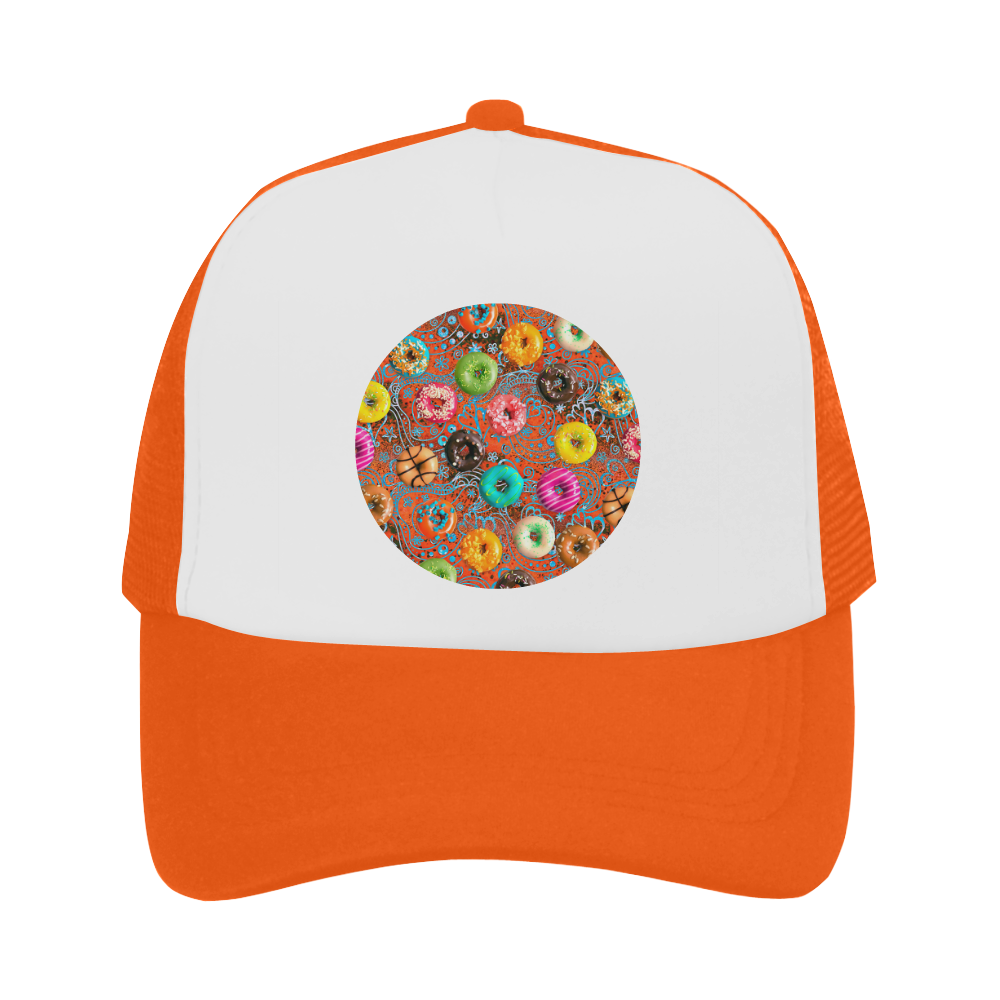 Colorful Yummy Donuts Hearts Ornaments Pattern Trucker Hat