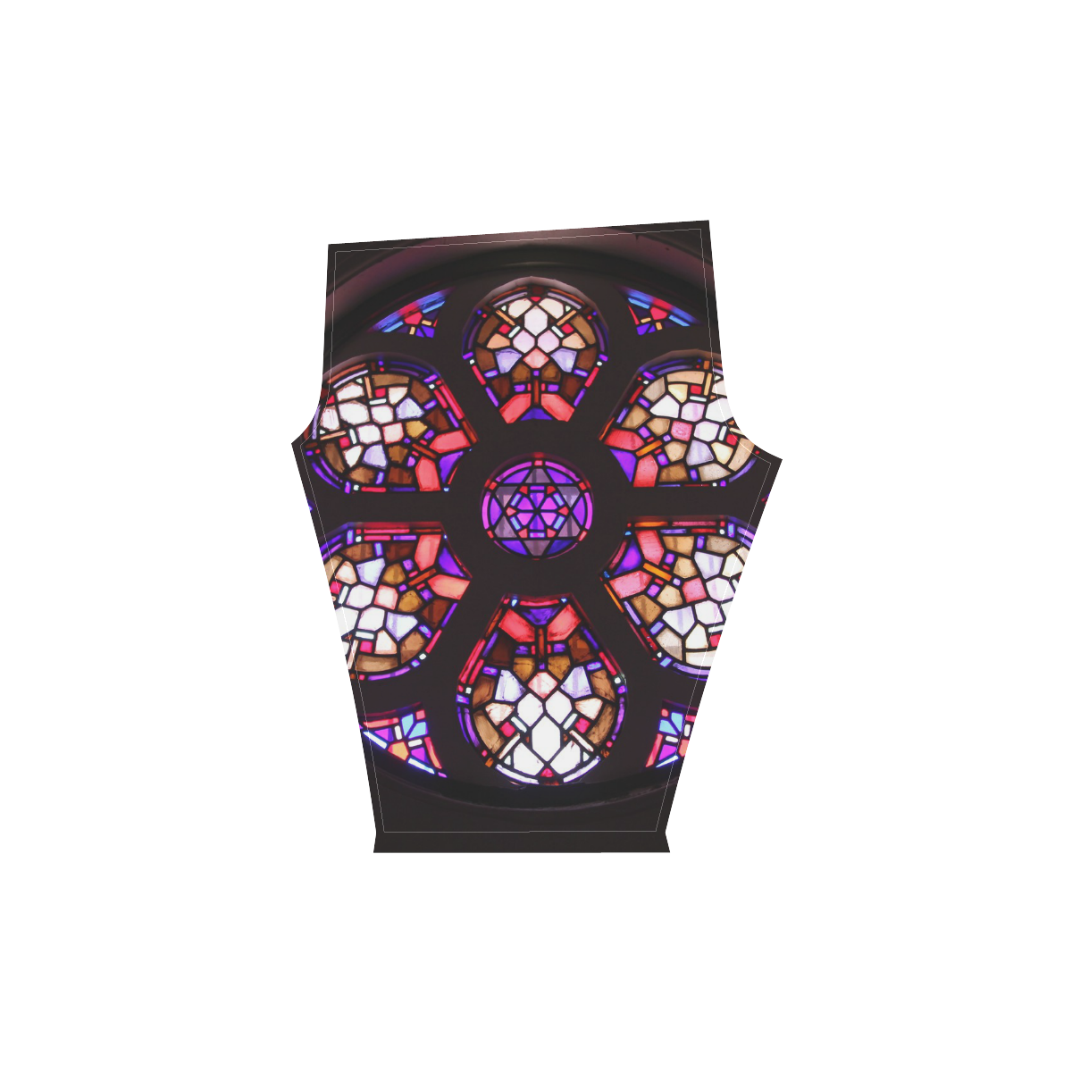 Geometric Purple Pink Rosary Window Mandala Women's Low Rise Capri Leggings (Invisible Stitch) (Model L08)