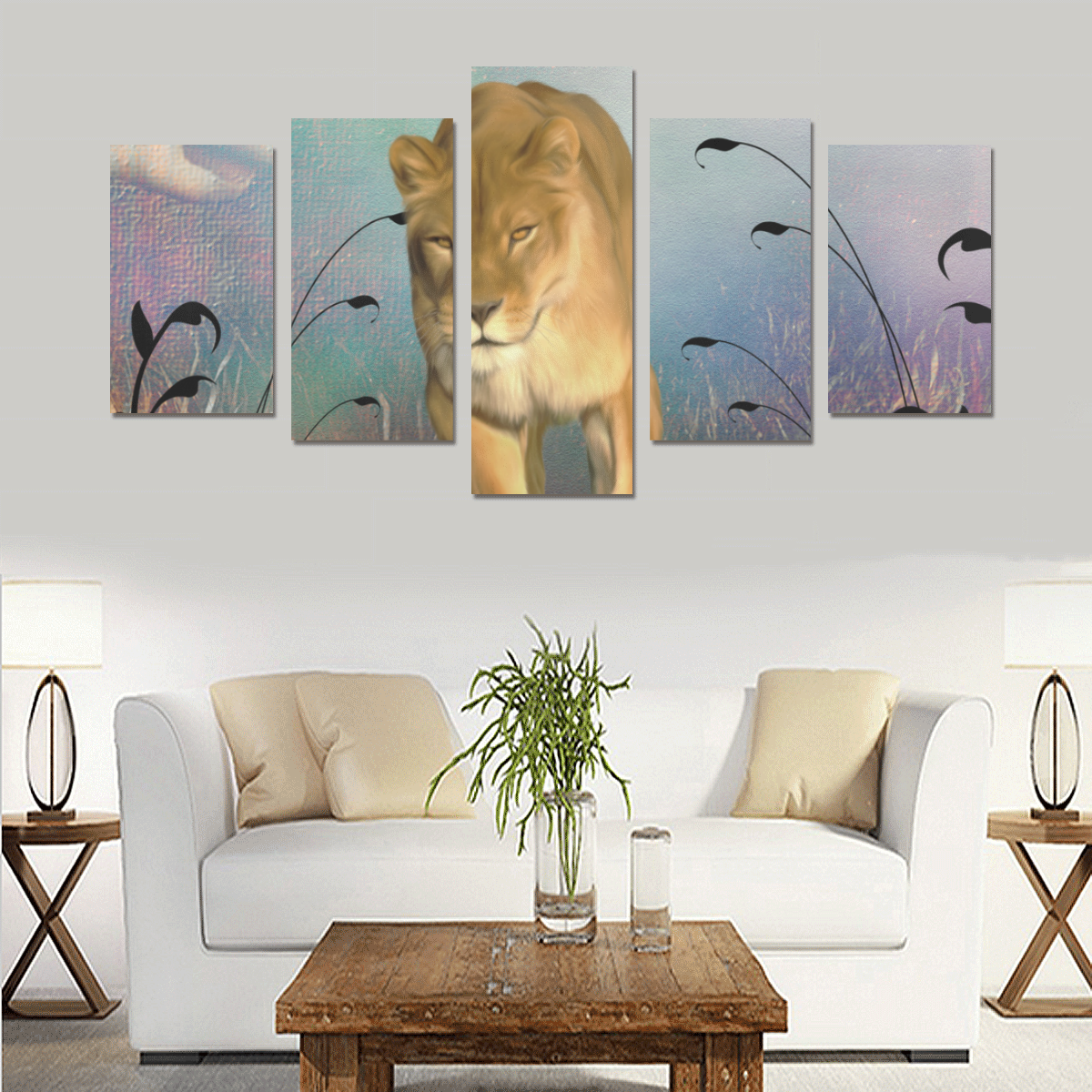 Wonderful lioness Canvas Print Sets C (No Frame)