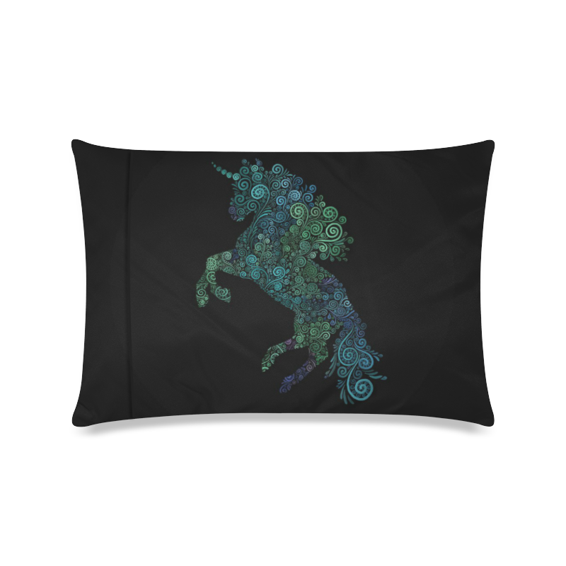 3D Psychedelic Unicorn blue and green Custom Zippered Pillow Case 16"x24"(Twin Sides)