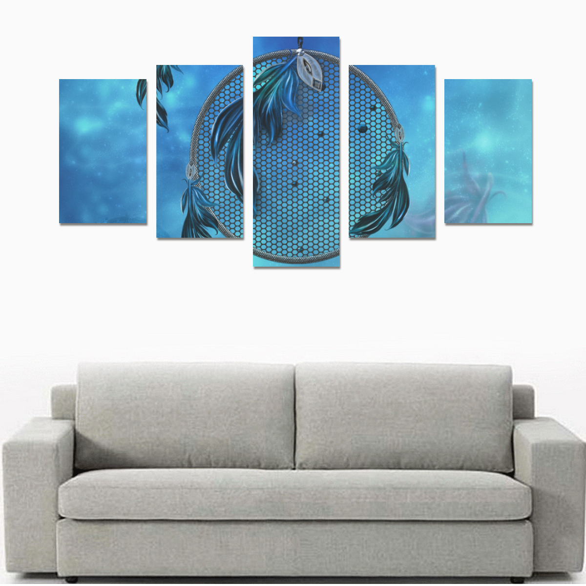 Dreamcatcher, blue colors Canvas Print Sets C (No Frame)