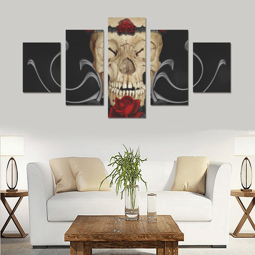 Queen Of Roses Gothic Skull Canvas Print Sets B (No Frame)