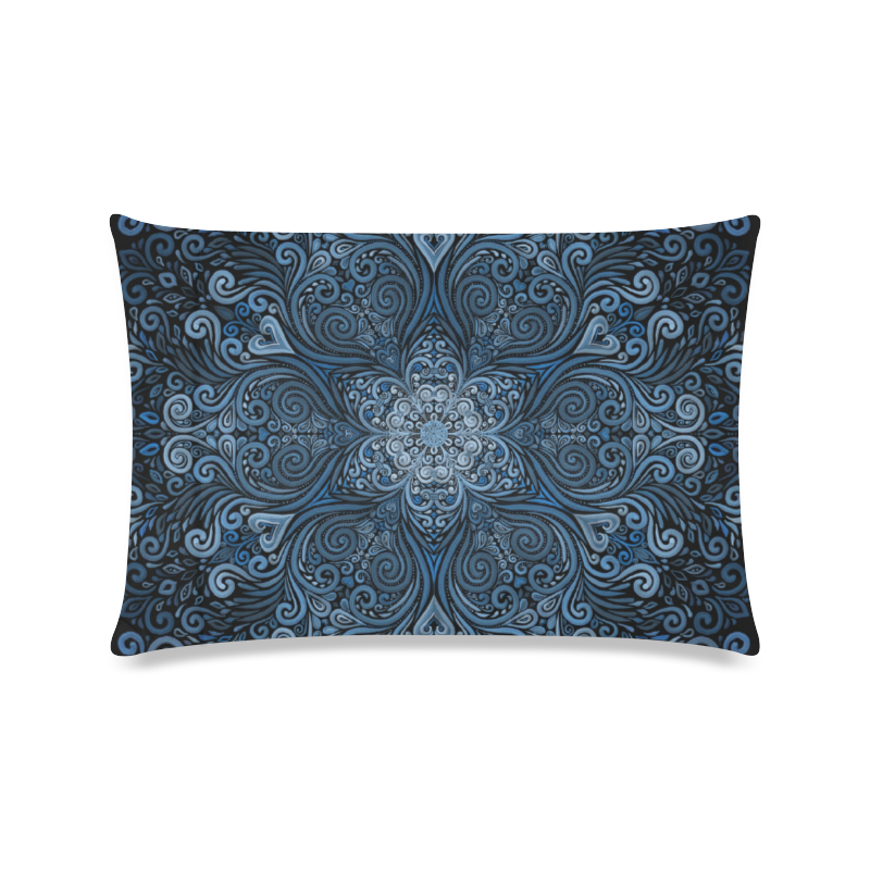Blue Mandala Ornate Pattern 3D effect Custom Zippered Pillow Case 16"x24"(Twin Sides)