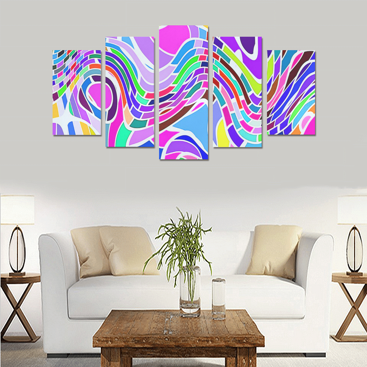 Abstract Pop Colorful Swirls Canvas Print Sets A (No Frame)