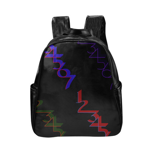 NUMBERS Collection 1234567 Bookbag blk Multi-Pockets Backpack (Model 1636)