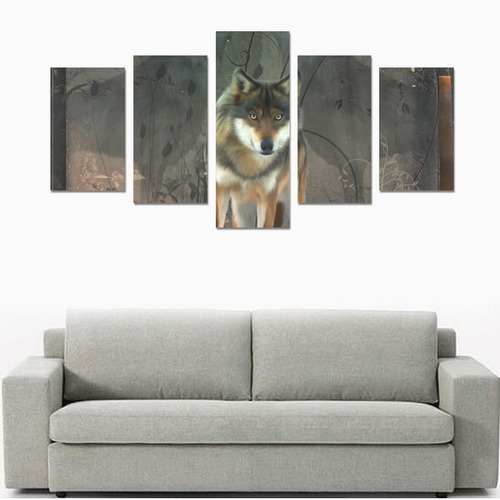 Amazing wolf in the night Canvas Print Sets C (No Frame)