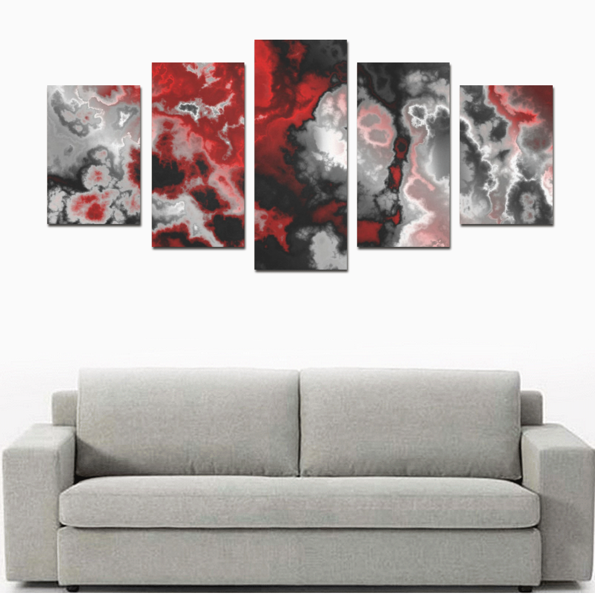 black gray white red Canvas Print Sets D (No Frame)
