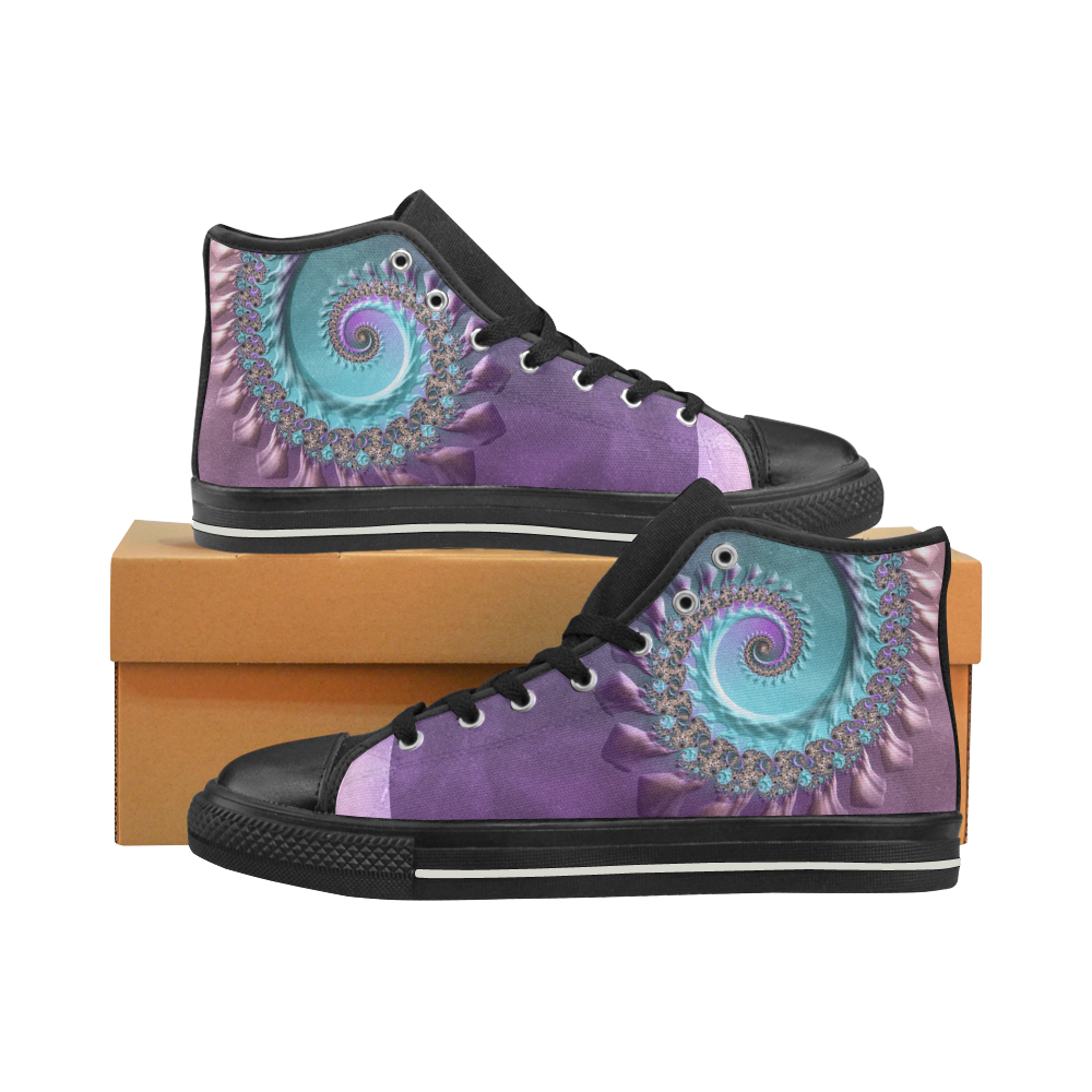 purplish fractal High Top Canvas Women's Shoes/Large Size (Model 017)