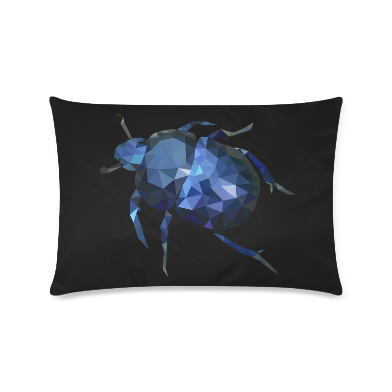Low poly geometrical blue bug Custom Zippered Pillow Case 16"x24"(Twin Sides)