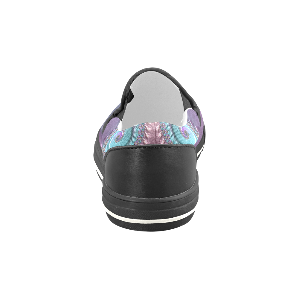 purplish fractal Slip-on Canvas Shoes for Kid (Model 019)