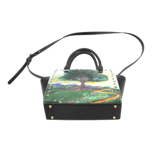 Tree Of Imagination Rivet Shoulder Handbag (Model 1645)