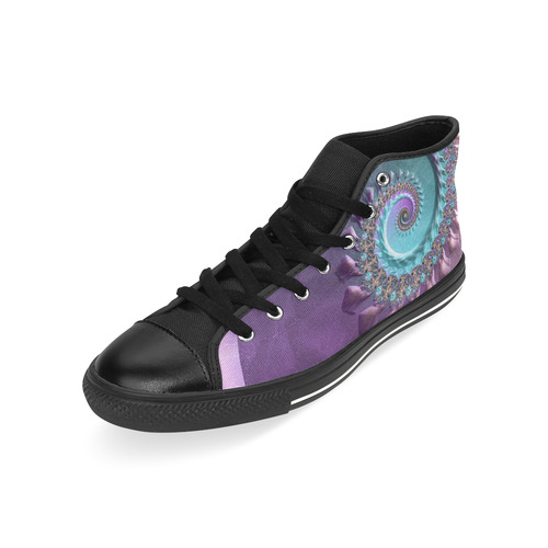 purplish fractal High Top Canvas Women's Shoes/Large Size (Model 017)