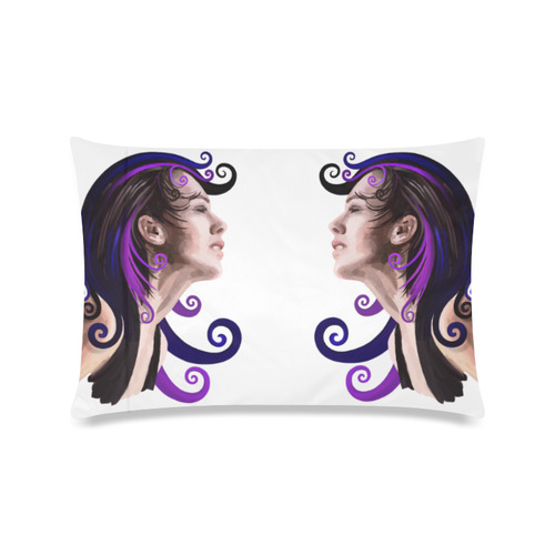 Daydreaming pretty young woman oil, purple Custom Zippered Pillow Case 16"x24"(Twin Sides)