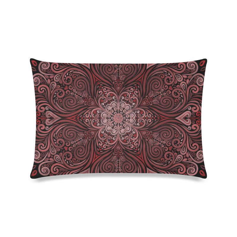 Red, orange, pink, brown 3D Mandala Pattern Custom Zippered Pillow Case 16"x24"(Twin Sides)