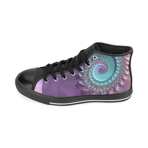 purplish fractal High Top Canvas Women's Shoes/Large Size (Model 017)