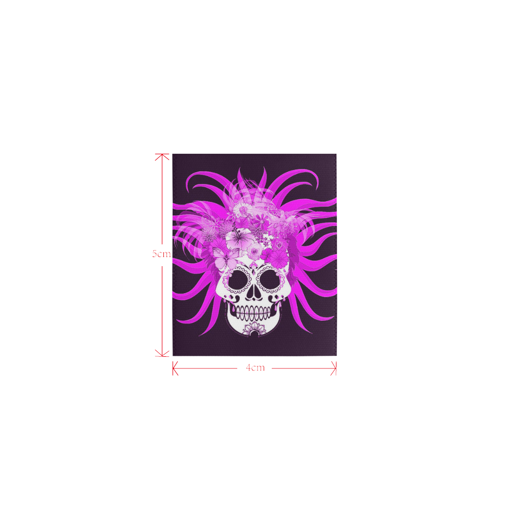 hippie skull,pink Logo for Men&Kids Clothes (4cm X 5cm)