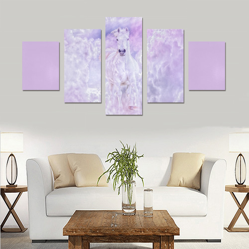 Girly Romantic Horse Of Clouds Canvas Print Sets B (No Frame)