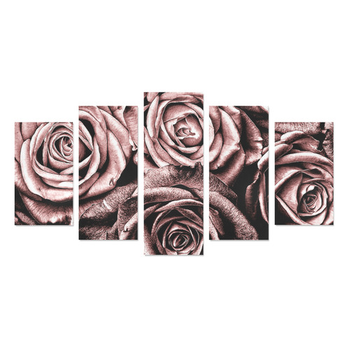 Vintage Rose Pink Roses Canvas Print Sets A (No Frame)