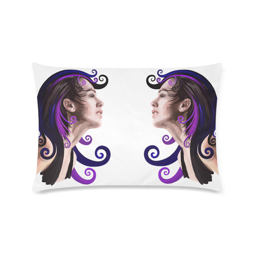 Daydreaming pretty young woman oil, purple Custom Zippered Pillow Case 16"x24"(Twin Sides)