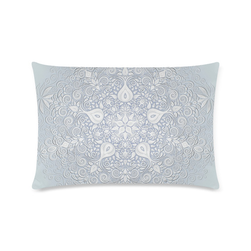 White and Blue Watercolor Mandala Custom Zippered Pillow Case 16"x24"(Twin Sides)