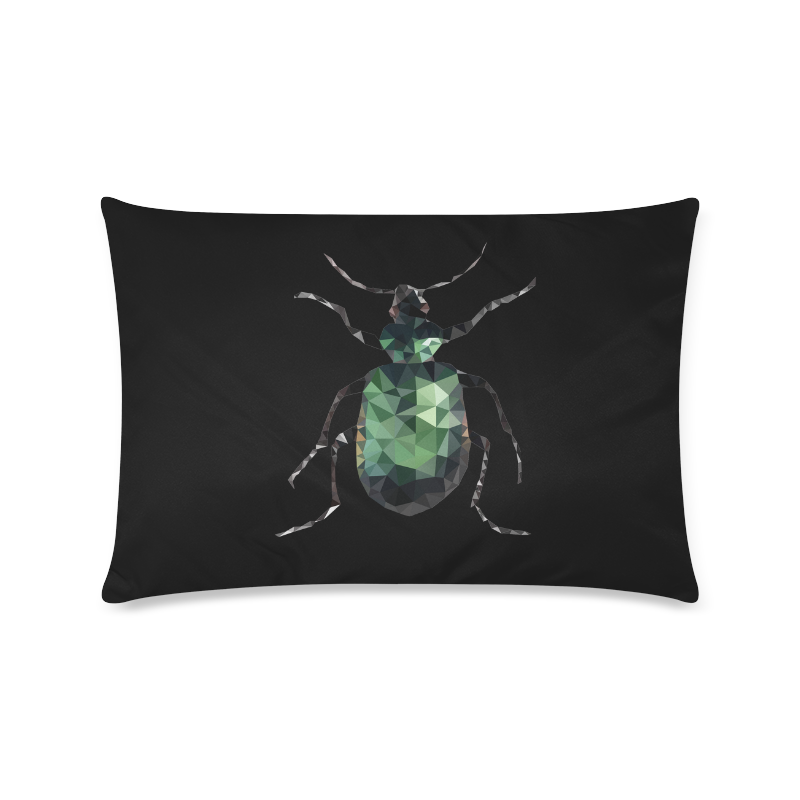 Low poly geometrical green bug Custom Zippered Pillow Case 16"x24"(Twin Sides)