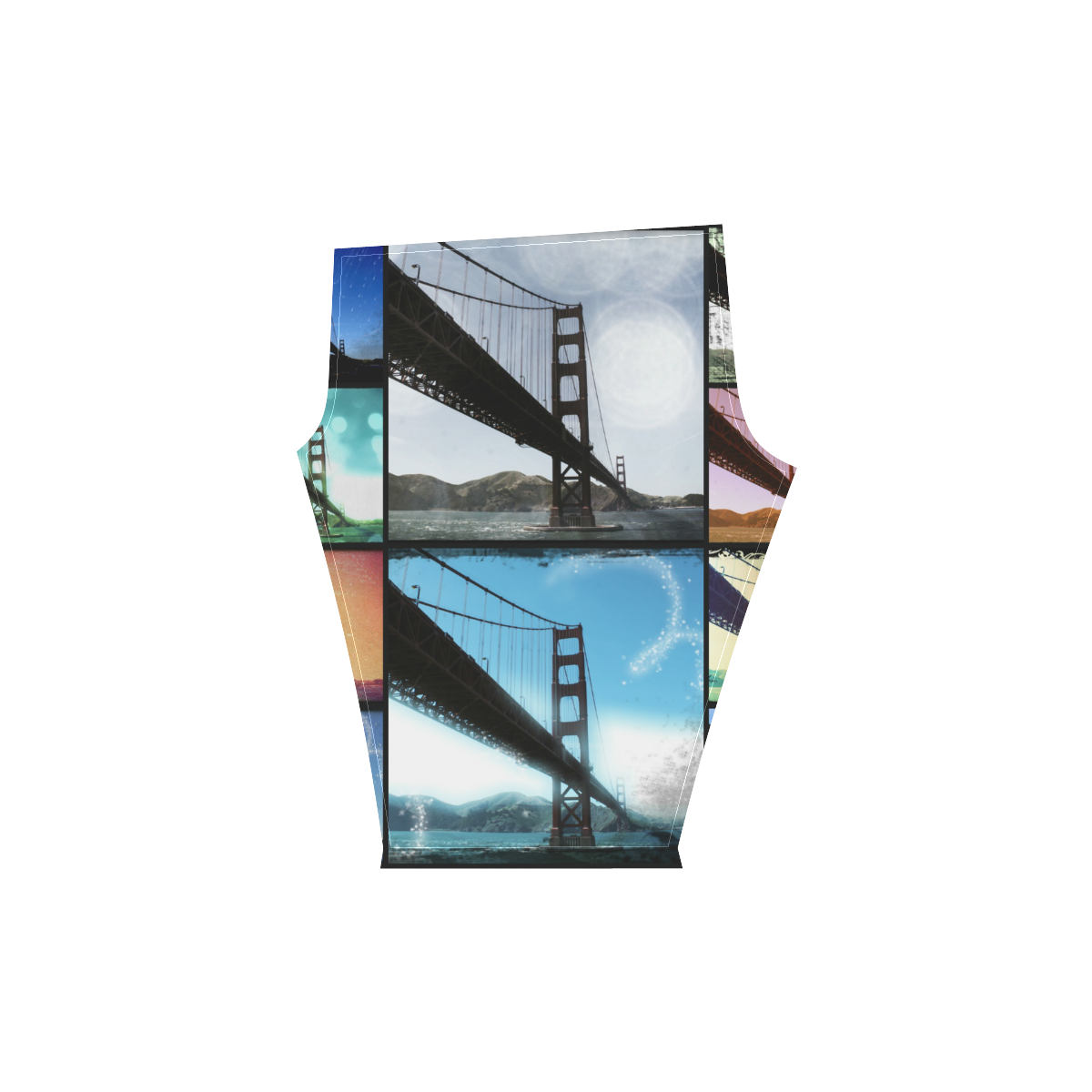 Golden Gate Bridge Collage Women's Low Rise Capri Leggings (Invisible Stitch) (Model L08)