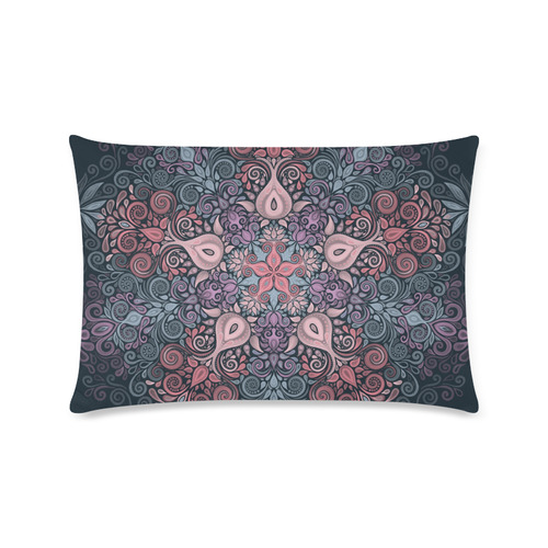 Baroque Garden Watercolor Mandala, pastels Custom Zippered Pillow Case 16"x24"(Twin Sides)