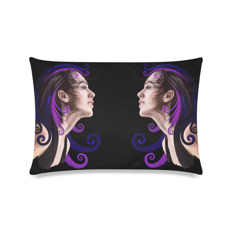 Daydreaming pretty young woman oil, purple Custom Zippered Pillow Case 16"x24"(Twin Sides)