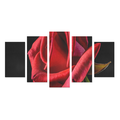 Beautiful Bright Red Rose Closeup Canvas Print Sets A (No Frame)