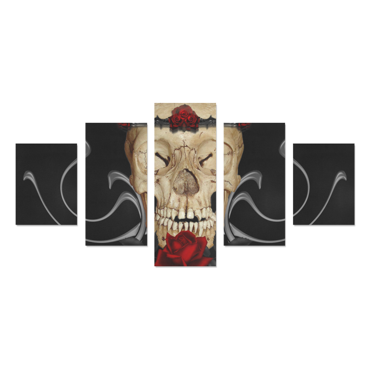 Queen Of Roses Gothic Skull Canvas Print Sets B (No Frame)