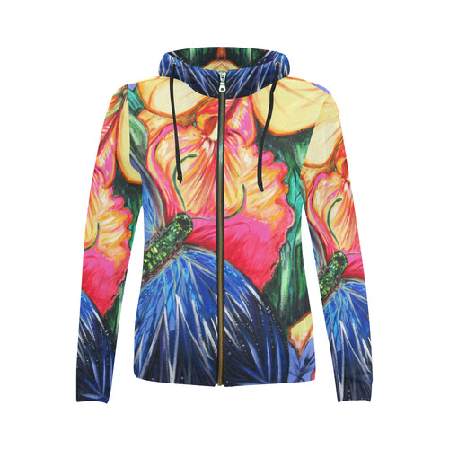 Butterfly Life All Over Print Full Zip Hoodie for Women (Model H14)