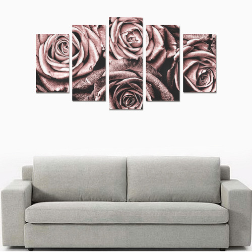 Vintage Rose Pink Roses Canvas Print Sets A (No Frame)