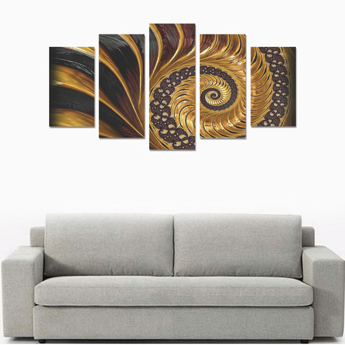Black Gold Copper Shell Canvas Print Sets A (No Frame)
