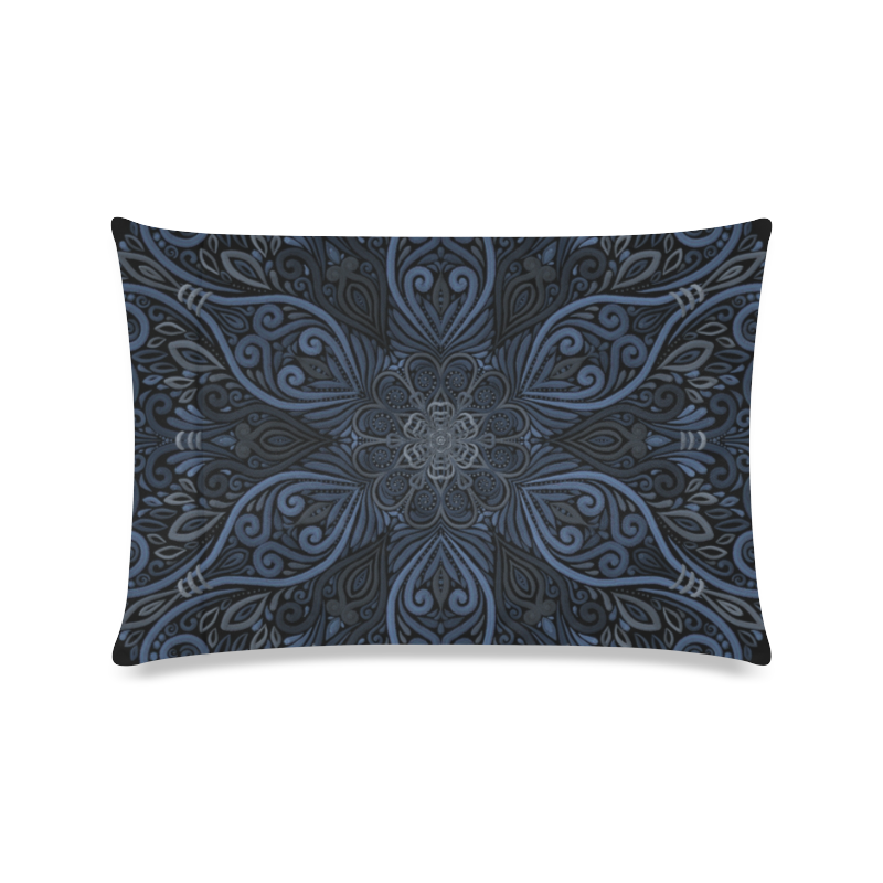 Blue Mandala Pattern with 3D effect Custom Zippered Pillow Case 16"x24"(Twin Sides)