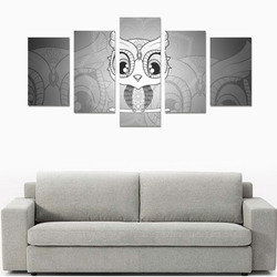 Cute owl, mandala design black and white Canvas Print Sets C (No Frame)