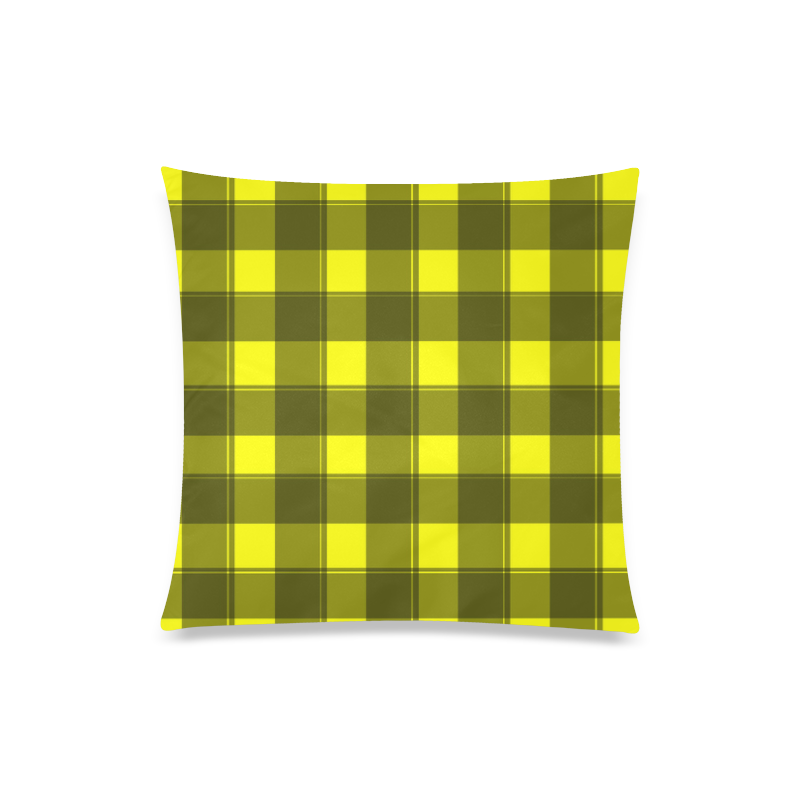 Yellow Pllaid Custom Zippered Pillow Case 20"x20"(Twin Sides)