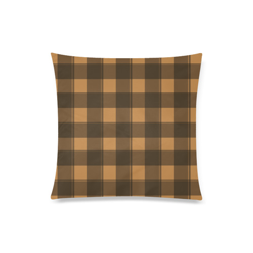 Brown Plaid Custom Zippered Pillow Case 20"x20"(Twin Sides)