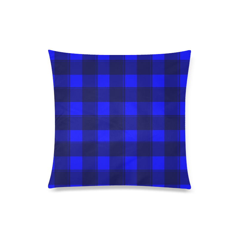 Blue Plaid Custom Zippered Pillow Case 20"x20"(Twin Sides)