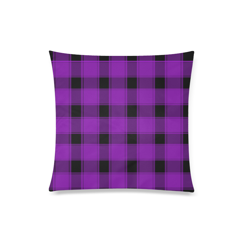 Purple Plaid Custom Zippered Pillow Case 20"x20"(Twin Sides)