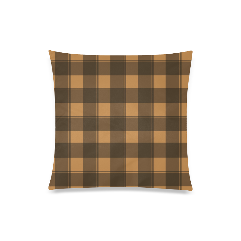 Brown Plaid Custom Zippered Pillow Case 20"x20"(Twin Sides)