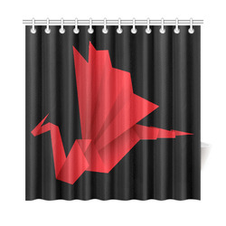 Red Origami Dragon Folded Paper Vector Shower Curtain 72"x72"
